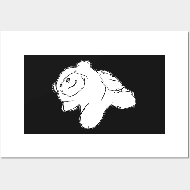 Relaxing Smiley Teddy Bear Sketch Wall Art by SmileyBearArt